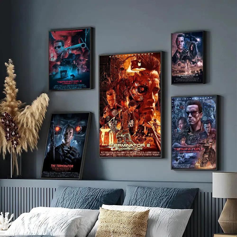 The Terminator Poster Classic Sci-Fi Movie Retro Canvas Painting Schwarzenegger Print Wall Picture Home Room Decor