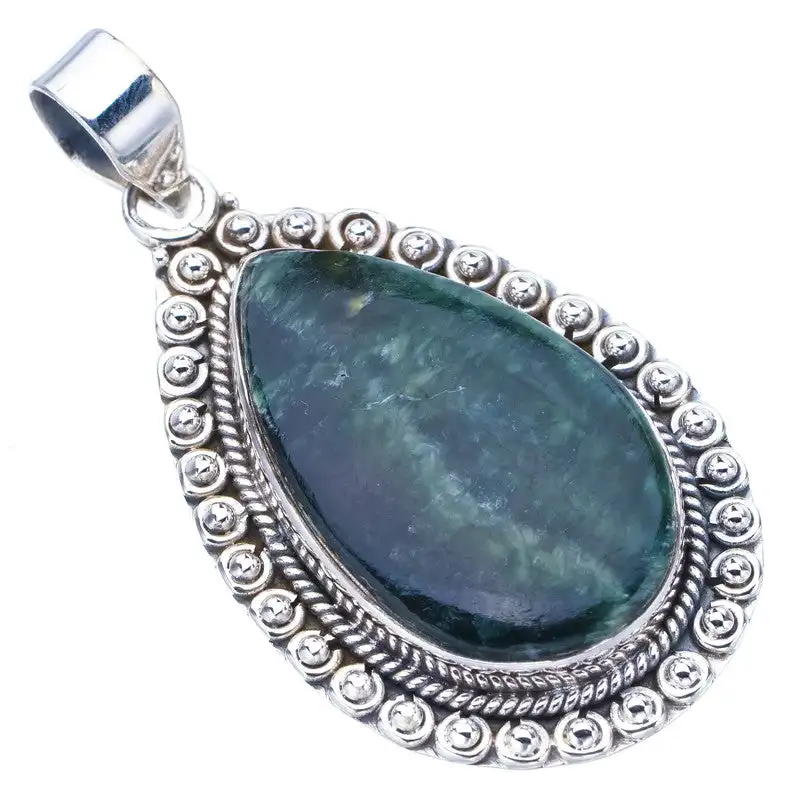 

StarGems Seraphinite Handmade 925 Sterling Silver Pendant 1.75" F4708