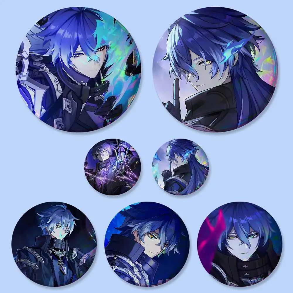 Niedliche, lustige Genshin Impact Flins Cartoon-Anstecknadeln, runde Broschen, Taschen-Deko-Accessoires, Geschenke für Fans und Freunde