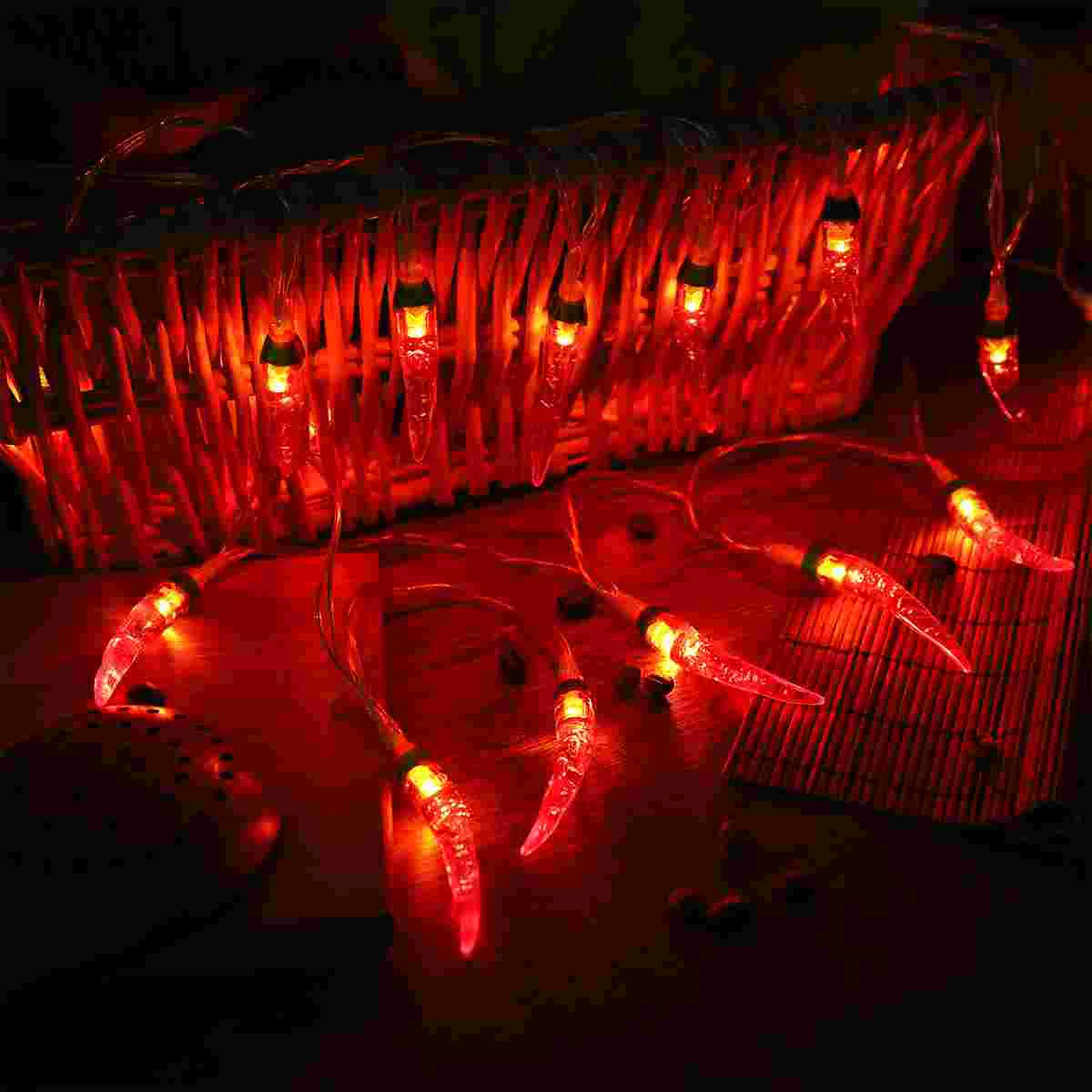 OSALADI Chili String Lights 3 Meters 20 LEDs Powered Pepper Lights Decorations for Patio Fence Deck Balcony Camping