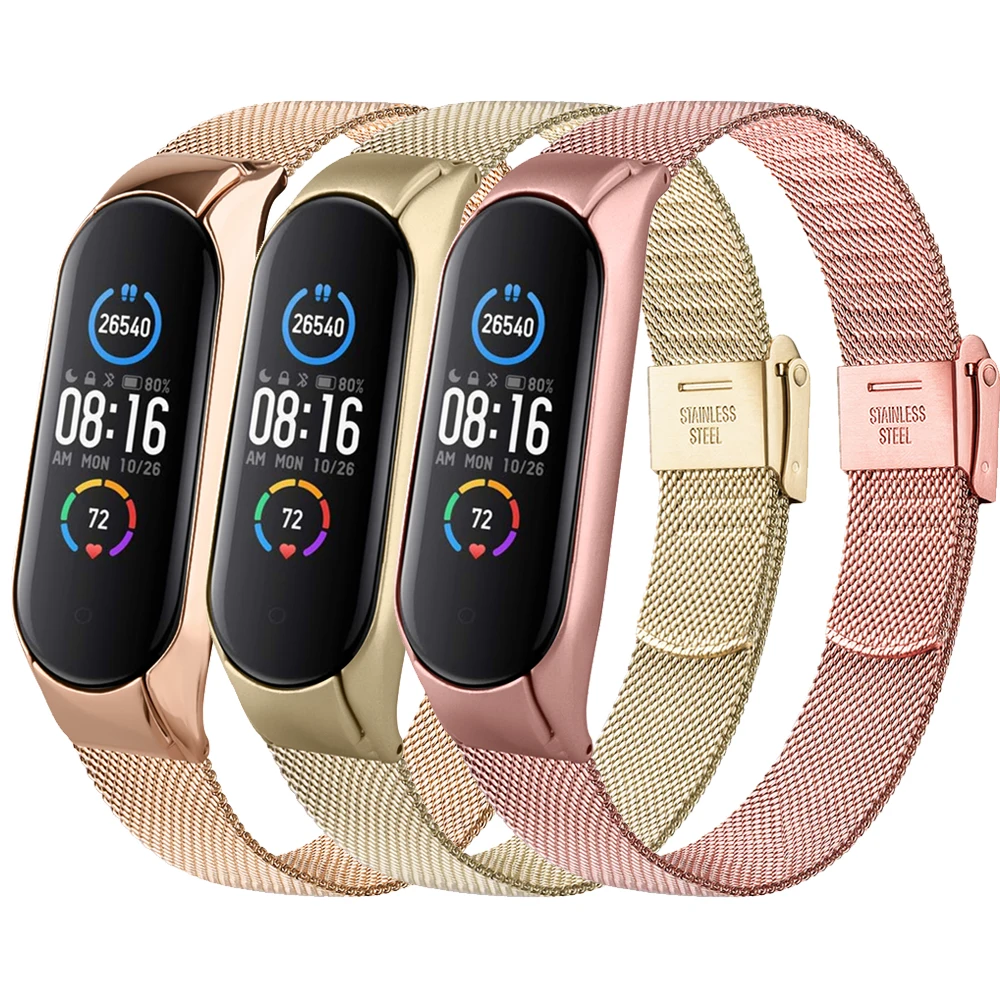 Браслет из нержавеющей стали для Xiaomi Mi Band 5 6 3 4