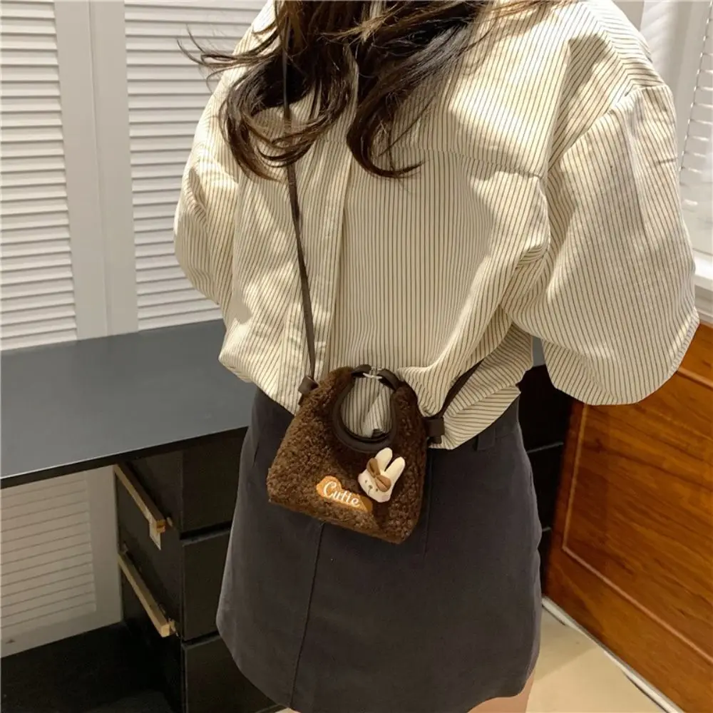 

Thickened Cute Crossbody Bag Lamb Wool Cartoon Furry Handbag Purse Shoulder Pouch Mini Shoulder Bag Autumn Winter