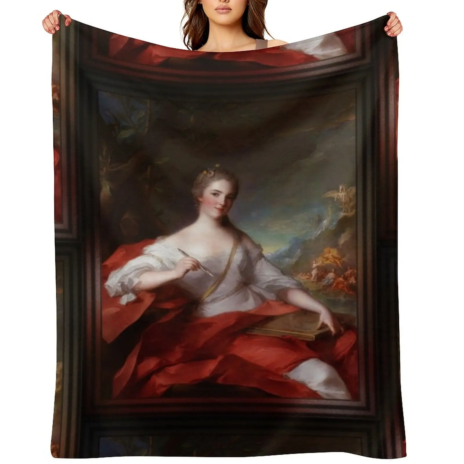 

Marie-Genevi¨ve Boudrey As A Muse by Jean-Marc Nattier Throw Blanket Nap Plaid on the sofa Decorative Sofa Blankets