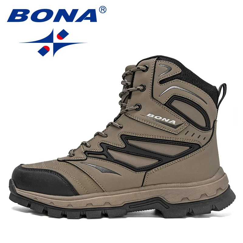 BONA 2023 New Designers Nubuck Winter Plush Boots Men Working Shoes Outdoor Hiking Warm Boots Man High Top Anti-Slip Footwear