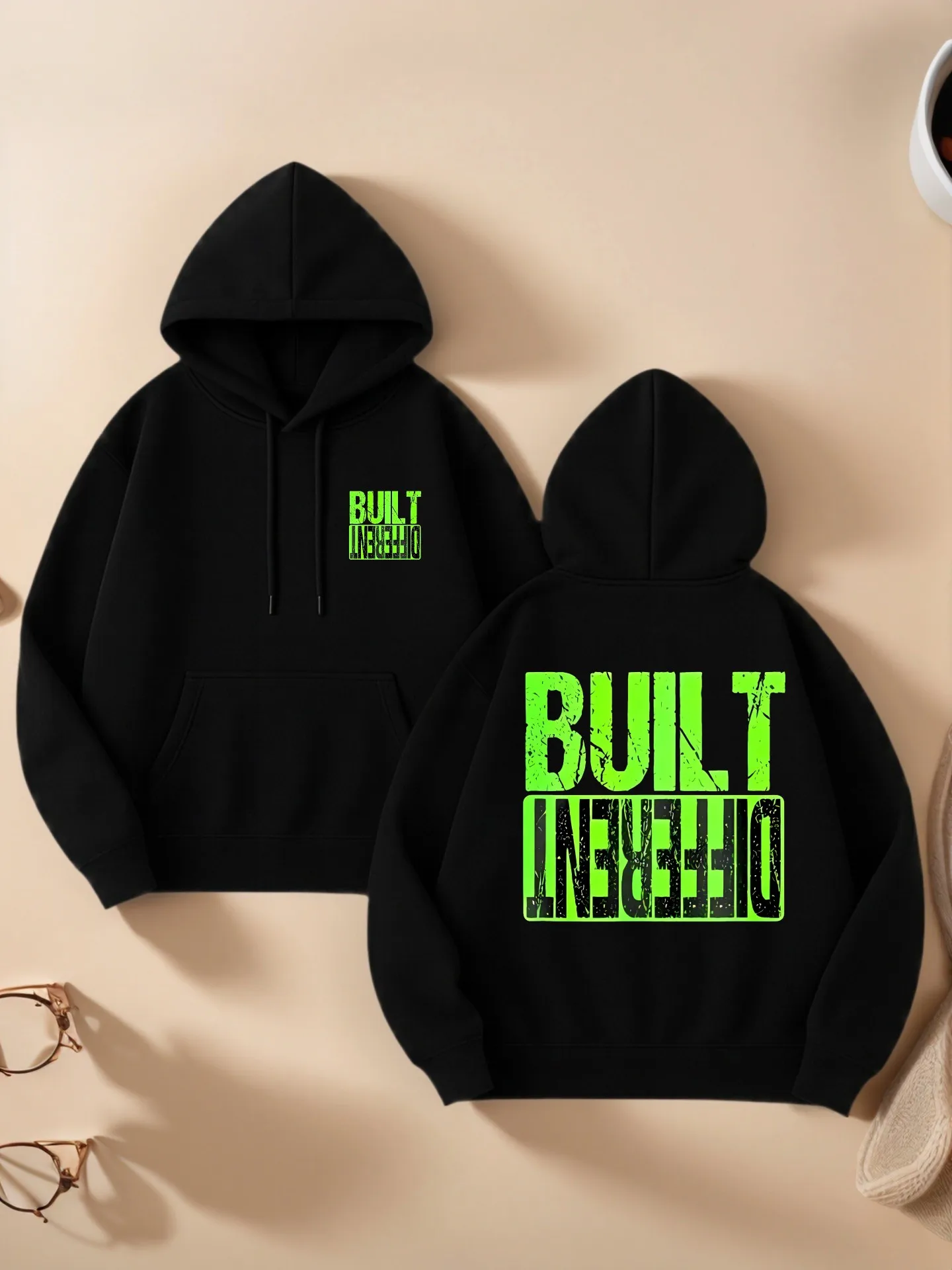 Sudadera con capucha esencial, estampado de letras, estilo streetwear, tela suave, uso diario informal, para hombres