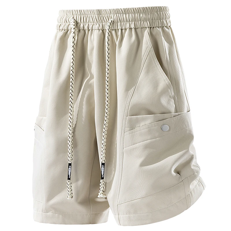 Plus Size 7XL 8XL Summer fashion Cargo shorts men's casual loose retro five quarter pants Men Soild Colors Multi Pockets Shorts