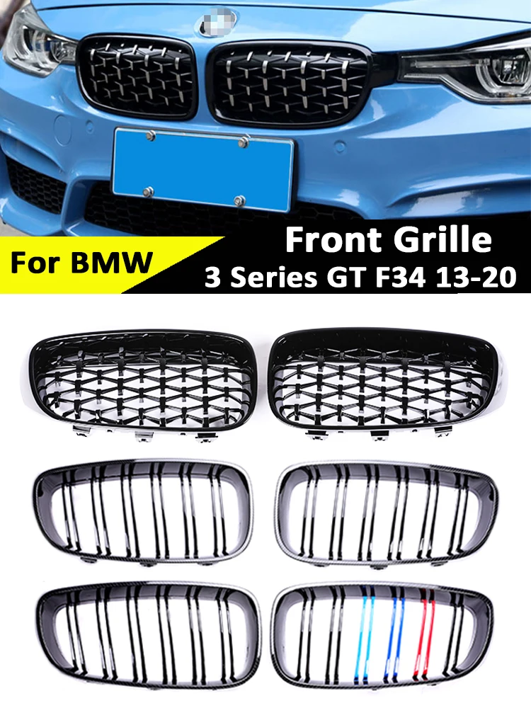 

M color Lower Front Kidney Radiator Grille mesh Bumper Facelift Diamond Stars Grills Parts for BMW 3 Series GT F34 2013-2020