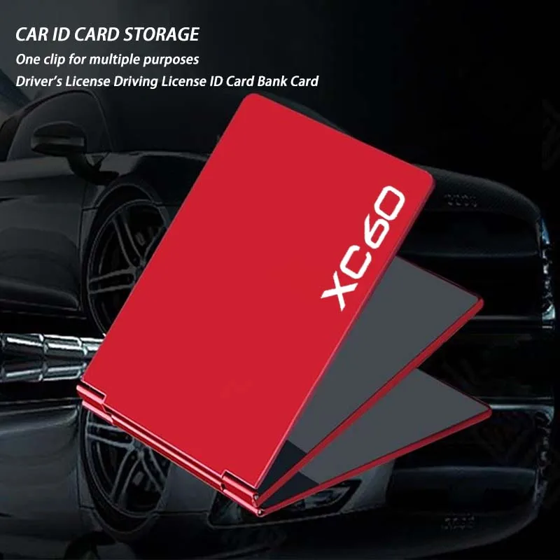 

Car Driver'S License Cover Metal Key Card ID Bag For Volvo XC60 S60 V60 XC90 XC40 V90 V50 2024 Accessories Logo Carplay Key Case