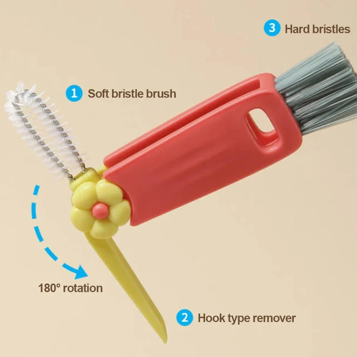 3-в-1 щетка для крышки чашки, чашка-термос, многофункциональная щетка для чистки зазоров, щетка для рта, модная, милая, практичная, моющаяся и портативная