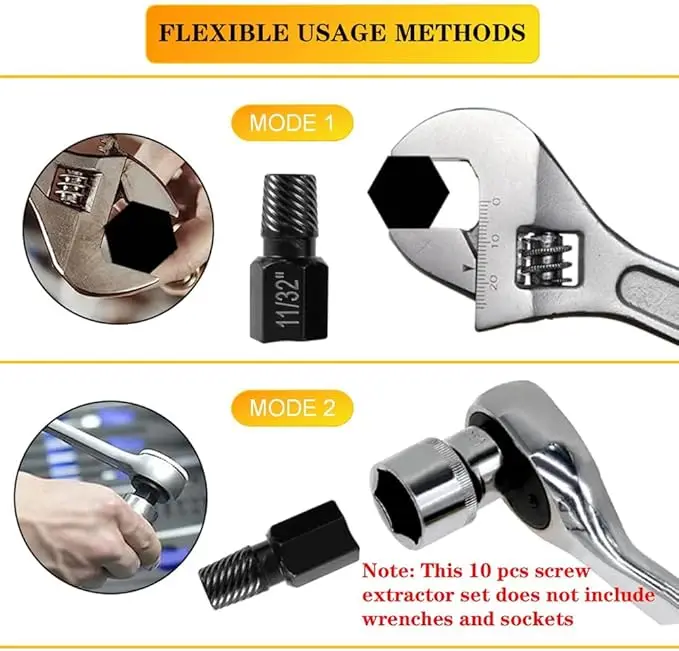10-Pack Damaged Fastener Extraction Kit, Metal Easy Out Drill Bits with Red Plastic Box to Remove Stripped Screws Broken Bolts