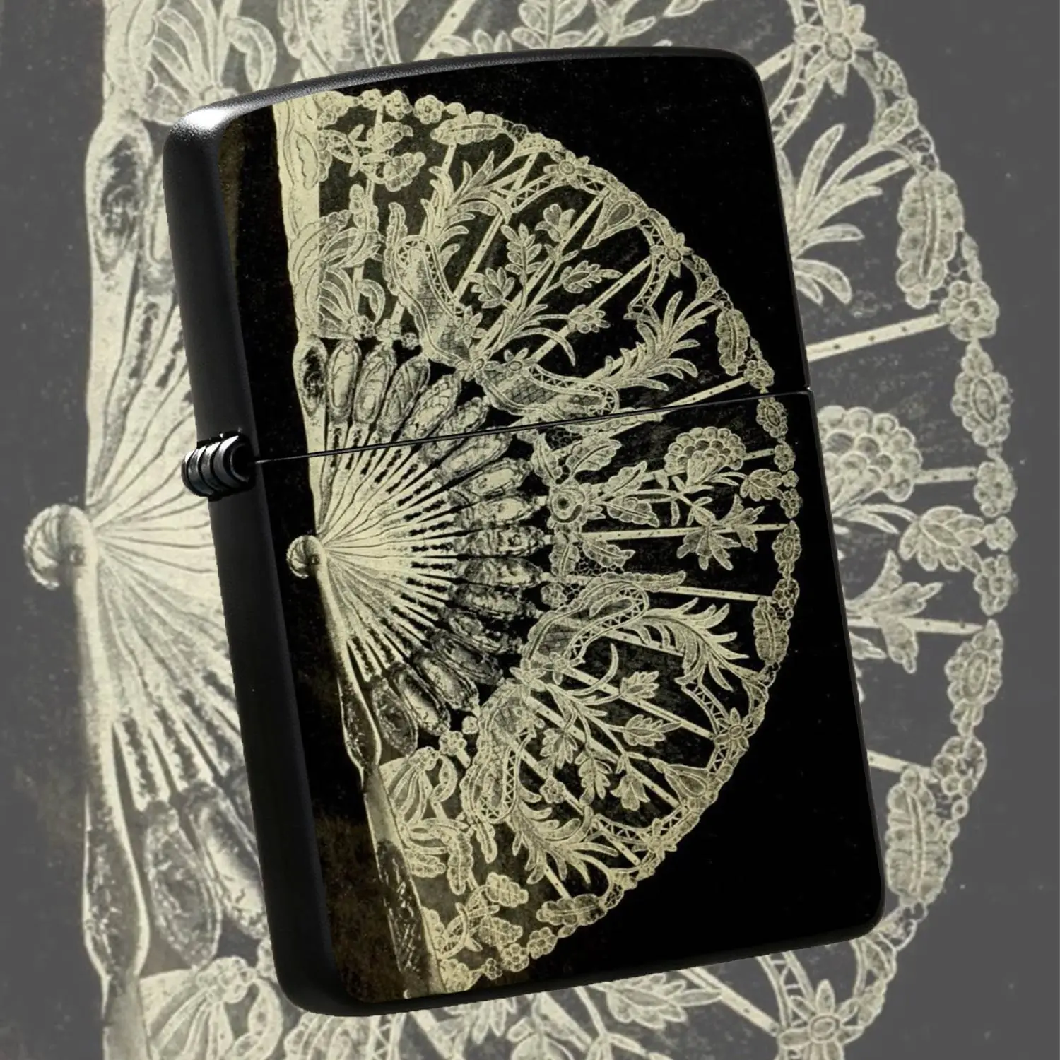 Vintage Baroque Lace Fan Pattern Elegant Lighter, Exquisite Classical Retro Aesthetic Portable Igniter, Versatile Daily Use Delicate Accessory for Casual Dating Home Decor Gathering Festival Gift PersonalA Humorous And Interesting Lighter