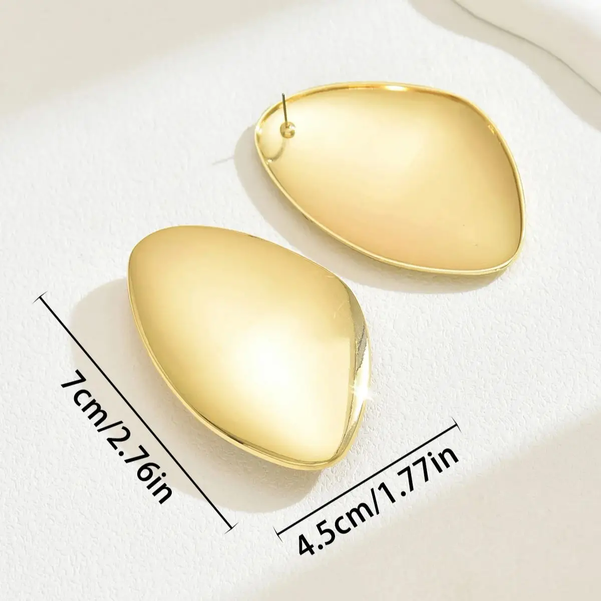 Fashion Geometric Flower Metal Stud Earrings Triangle Gold Color Big Stud Earrings New Trendy Temperament Jewelry Girl Gift image 2