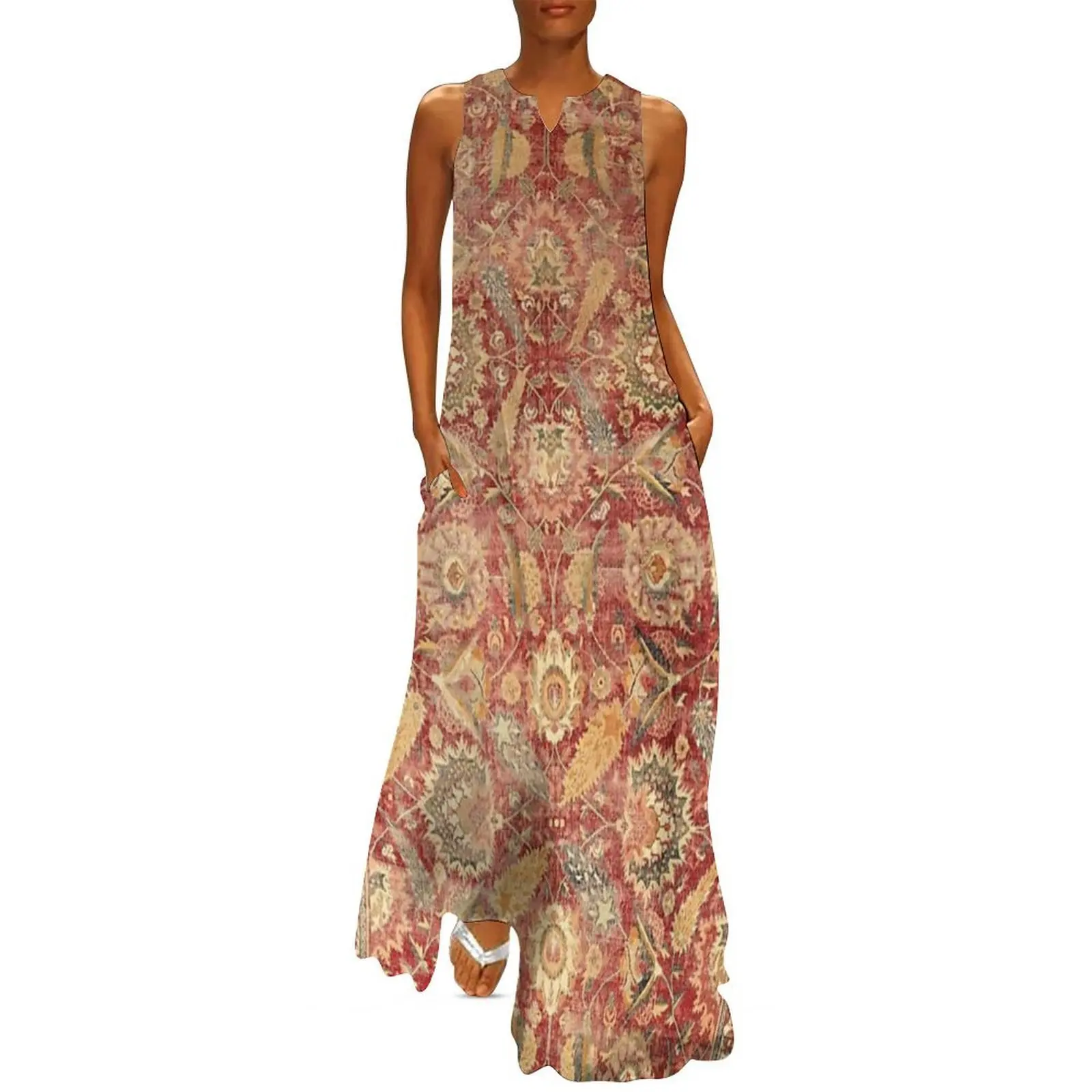 

17th Century Indian Carpet Print Long Dress womens clothing Dress women women dresses luxury evening dress woman for wedding