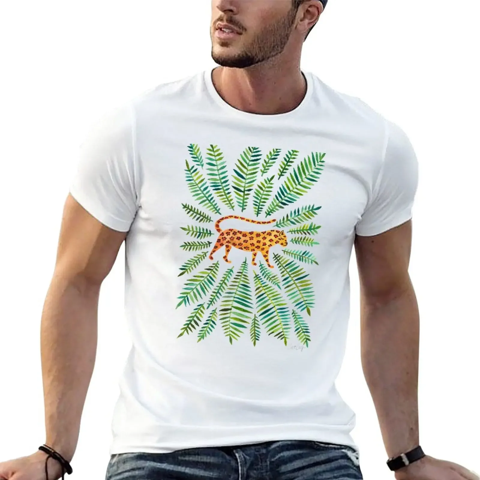 

Jaguar – Green Leaves T-Shirt oversizeds Tee shirt heavyweight t shirts for men