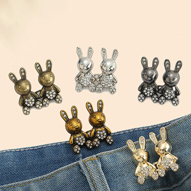 

Metal Rhinestone Rabbit Waist Buckle Cute Bunny Adjustable Waist Tightener No Sewing Required Waist Buckle