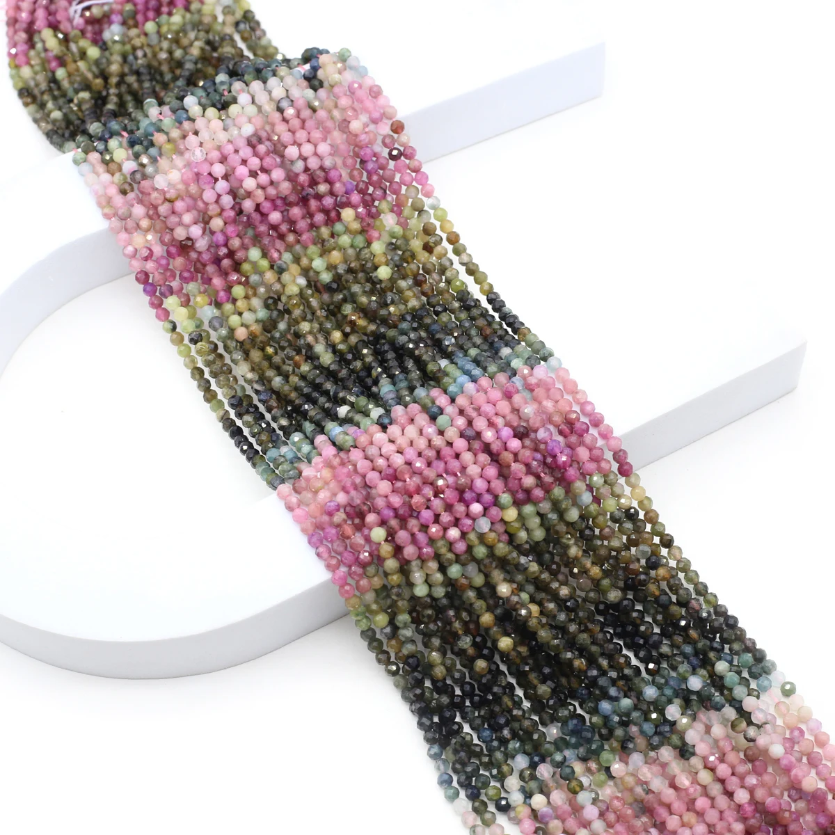 3mm Natural Stone Beads Faceted Gradient Tourmaline Loose Bead for Jewelry Making DIY Trendy Bracelet Necklace Accessories - Image 2