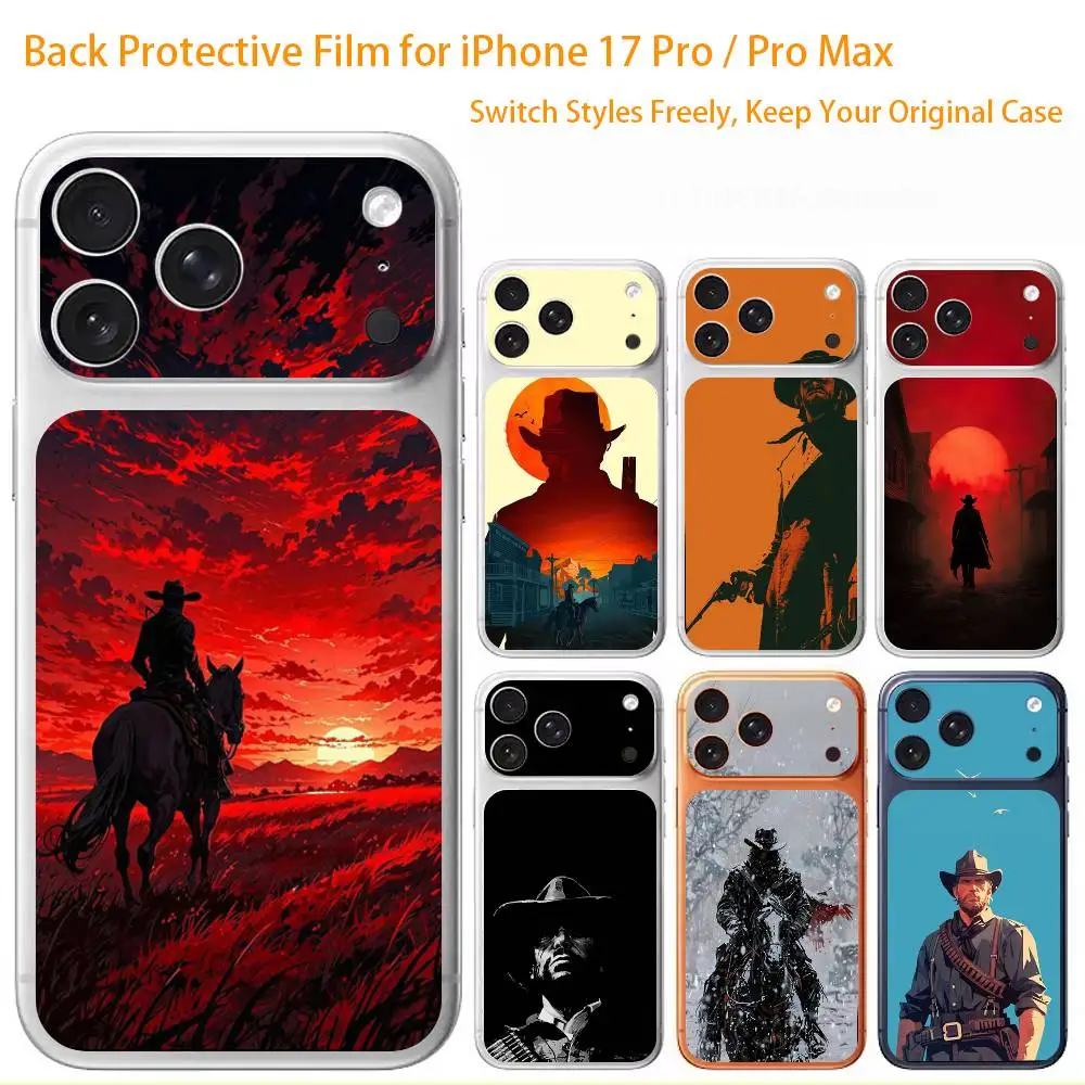 

Красная наклейка-скин Red D-Dead R-Redemption премиум-класса для iPhone 17 Pro/Max, защитная наклейка на заднюю рамку камеры (не чехол)