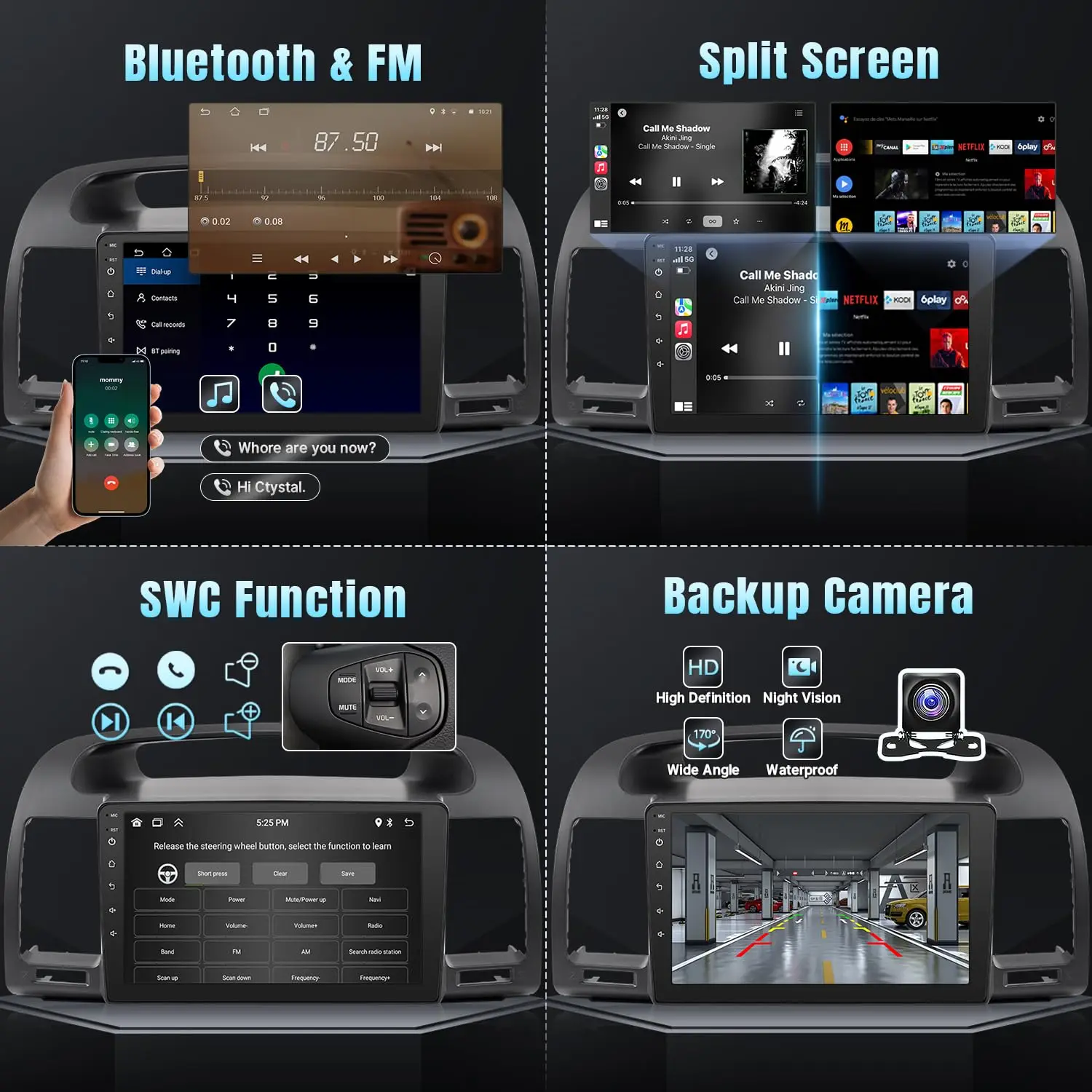 شاشة لمس IPS مقاس 9 بوصة لسيارة Toyota Camry (إصدار غير J.B.L) ستيريو 2002-2006 مع Carplay Android Auto/FM/Bluetooth/GPS/WiFi/MIC