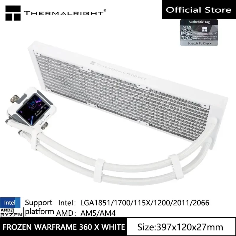 Thermalright FROZEN WARFRAME 360 X No fan ，All -in -one water -cold radiator, 2.4 -inch LCD display ,Supports LGA1700/AM5