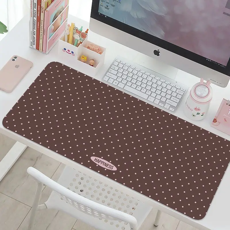 Retro Wave Dot Mouse Pad Ins Style Simple Leather Table Mat Girl Geart Simple Mouse Pad PU Gaming Computer Pad Anti Slip Y2K Pad