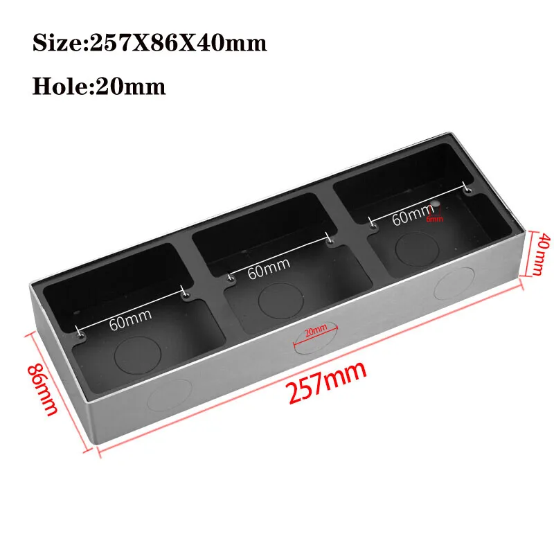 Double Triple Type 86 Stainless Steel Button Box Surface Mount Universal Wall Switch Socket Junction Box