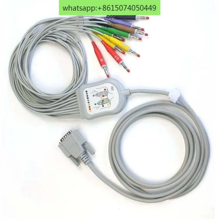 

Подходит для машины CM1200/Mindray MR12/ECG. Кабель типа «банан» 12 ЭКГ.