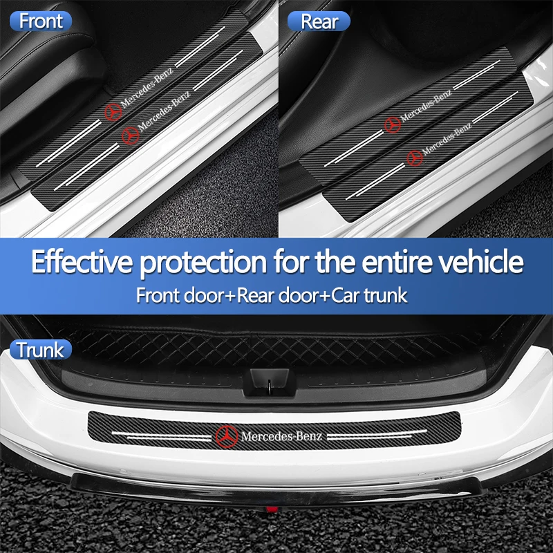 Car Front Rear Door Threshold Stickers Auto Emblem Sill Decal For Mercedes Benz A B C E S GLE CLC Class W204 W203 W205 W124 W212