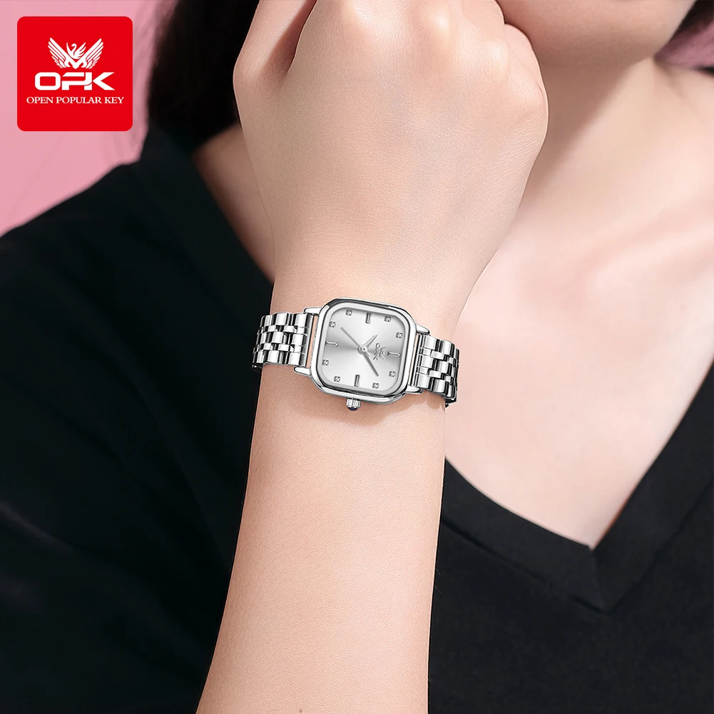 OPK  8178  Square dial steel strip fashionable women's quartz watch