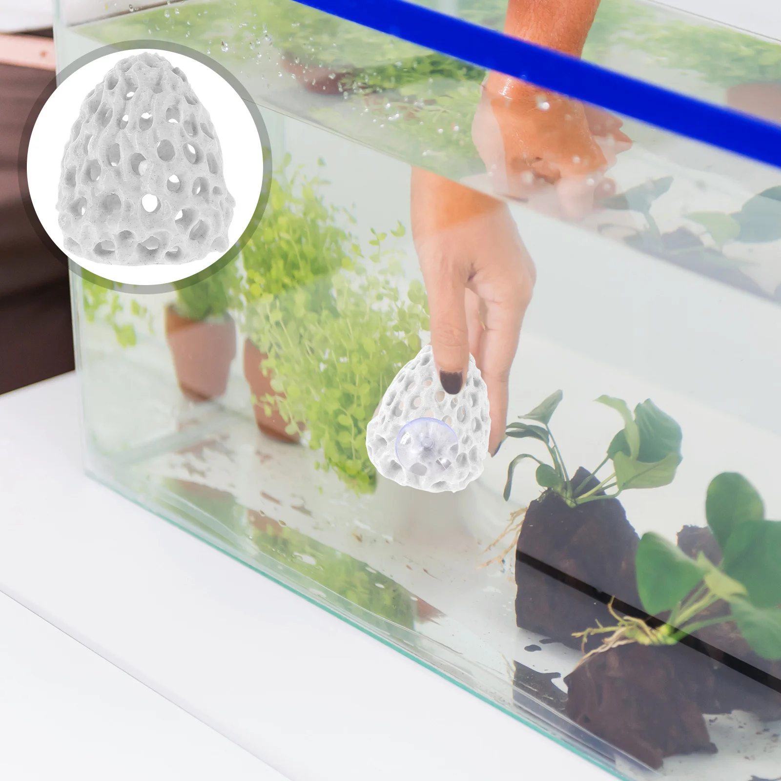 

Aquarium Shrimp Cave Dome Hideout Simulation Rock Fish Tank Decoration Hollow Out Fake Stone Suction Cup Betta Shelter Breeding