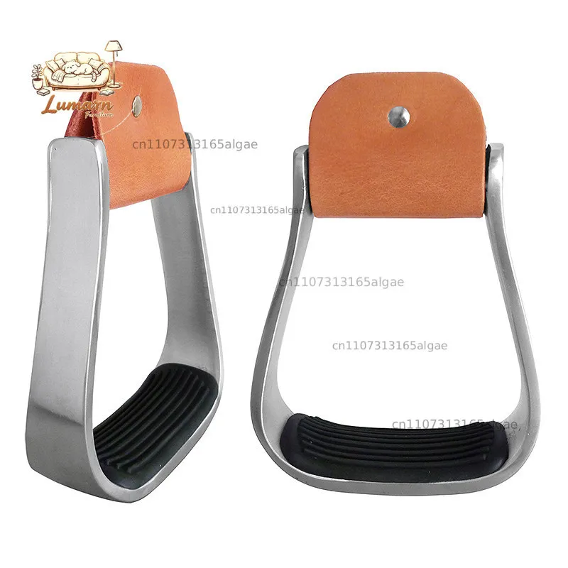 Western-style aluminum stirrup saddle matching aluminum stirrup inner width 120mm package real cowhide color box.
