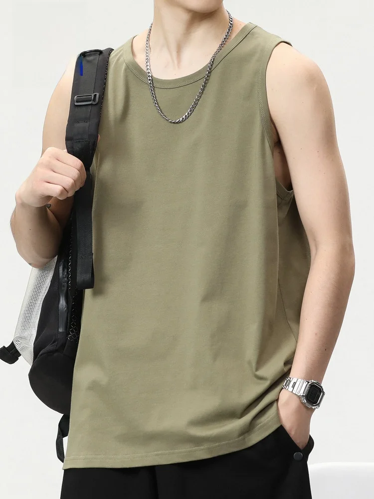

Lnd Pure Cotton Baskeall Vest Men's Loose oulder Top Svel Fitn Summer T-irt Faionable Large Size