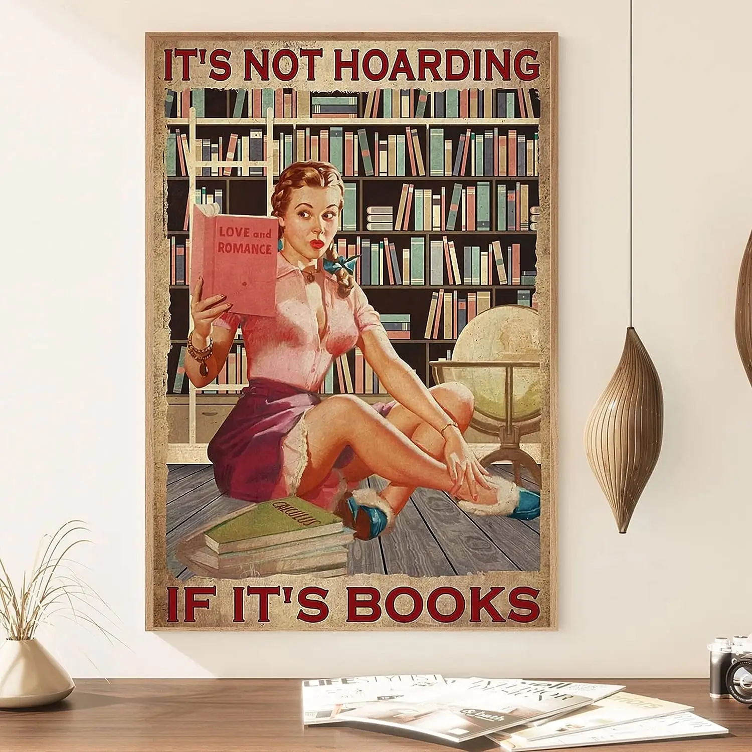 12x8 Inch Metal Tin Sign Plaques - It's Not Hoarding - Book Lover Poster Poster,Bookworm Poster,Gift For Book