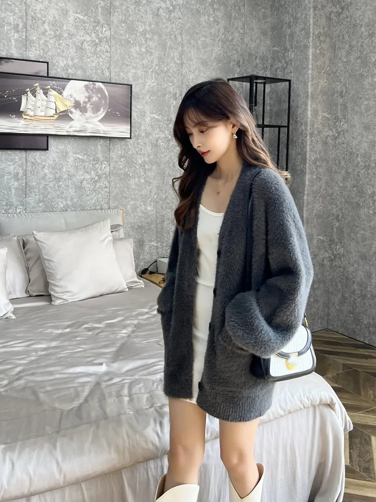 Korean style Solid Knitted Cardigan Women Autumn Winter New Casual Single Breasted Sweater Chic Long Sleeve Cardigan