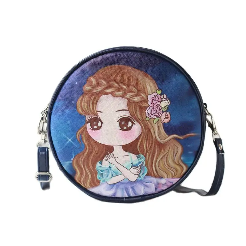 Women's Cartoon PU Leather Children Cute Shoulder Crossbody Bag Round Kawaii Kids Small Money Phone Ladies Pouch 2023 for Girls