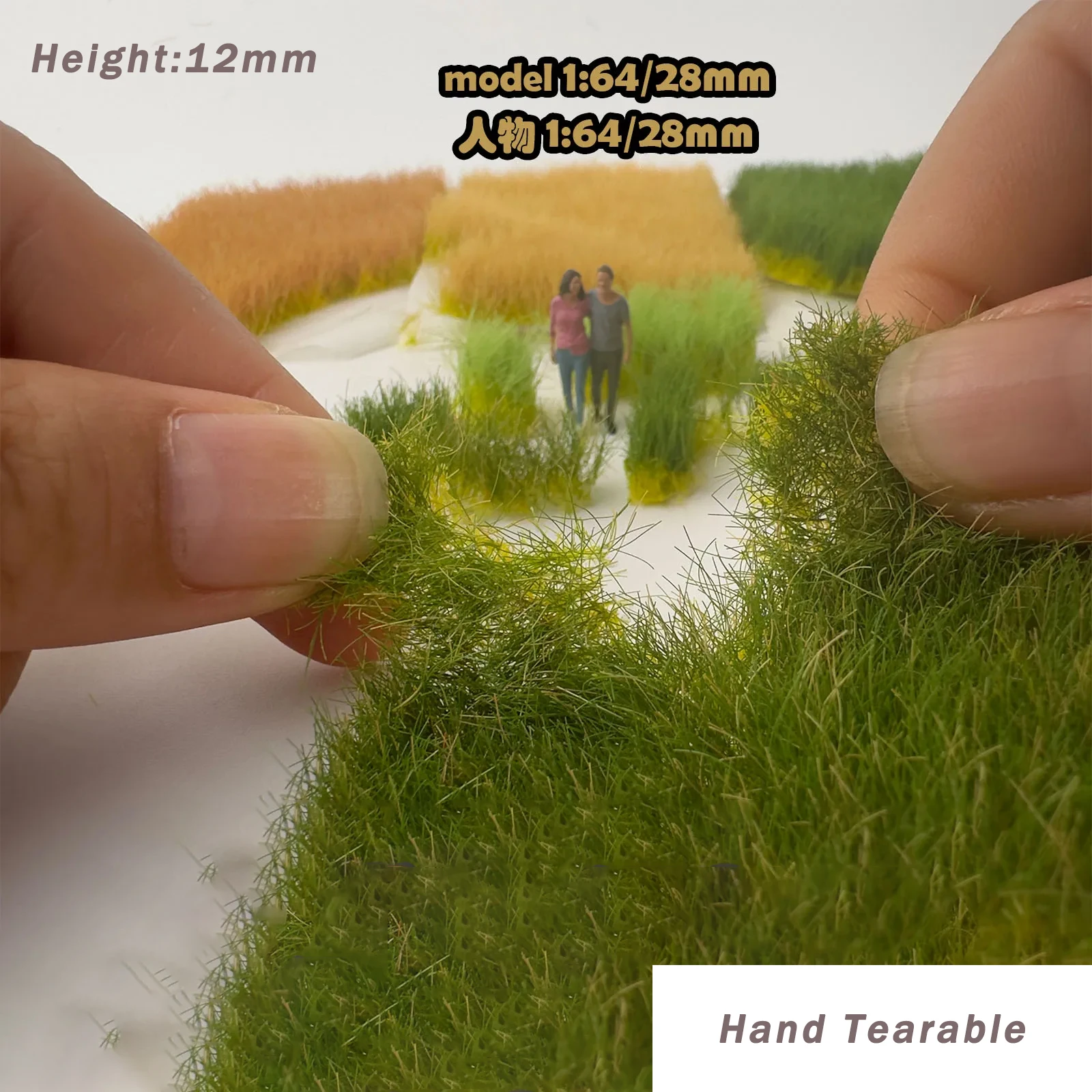 8-10Mm/12Mm Diy Modeling Static Grass Tuft Handtorn Cluster for Ho Oo N Scale Railway Layout/wargaming/diorama Kits/garden Decor