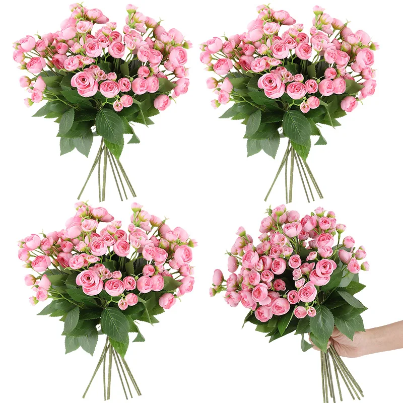 

1Pcs 12Heads Artificial Peony Flowers Bouquet for Wedding Table Centerpiece Decoration Home Room DIY Vase Ornaments Fake Rose