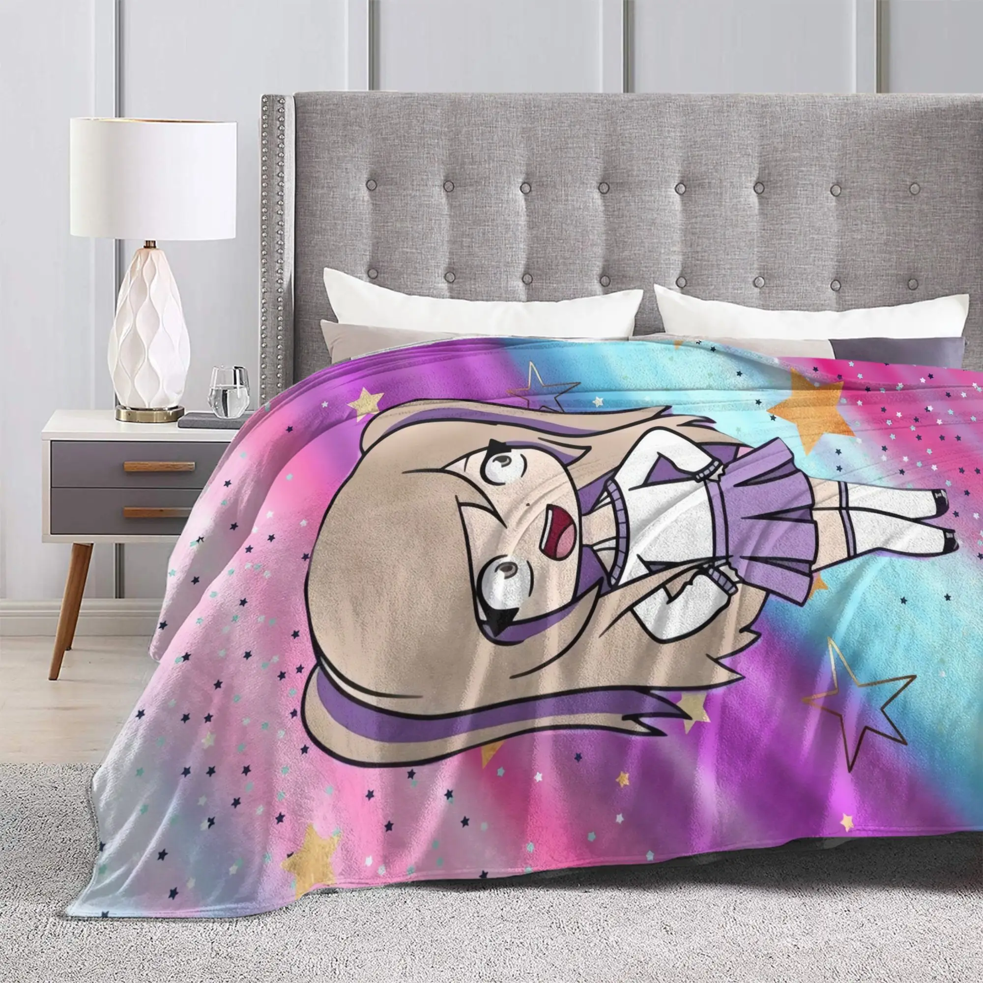 Rainbow Streak Cute Lyna Vallejos Soft Warm Blankets  Boy Girl Plush Bedding Throws Street Trend Couch Chair  Sofa Bed Cover
