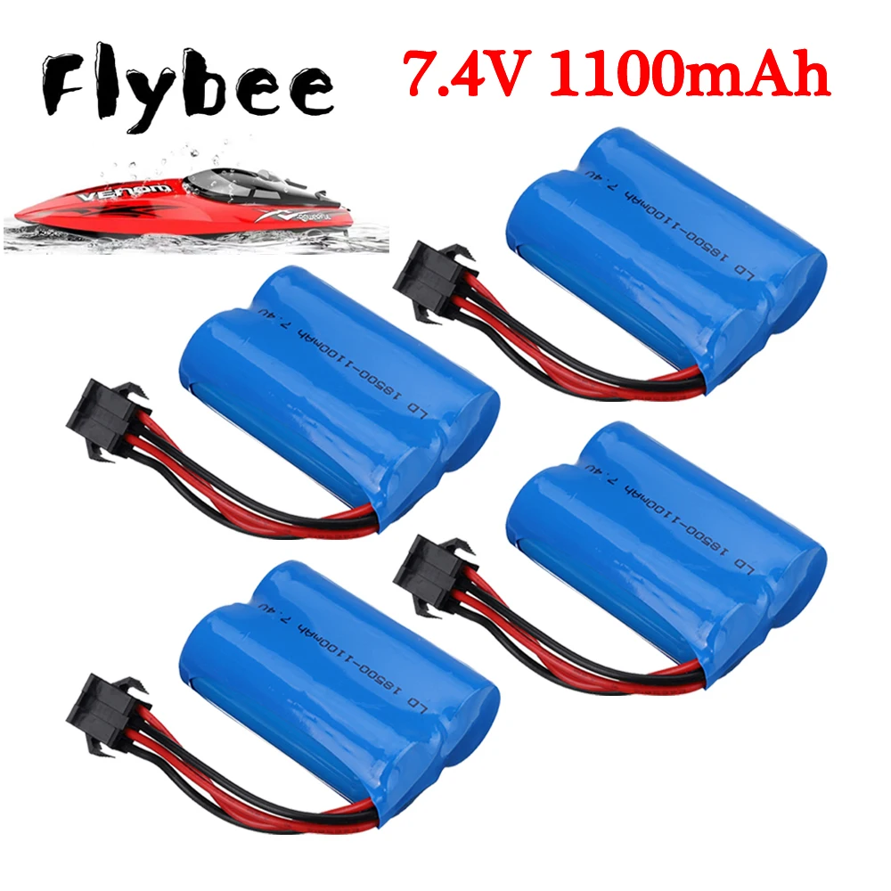 3.7V 1100mAH lithium battery For UDI001 Huanqi 960 remote control ship rc high-speed Boat battery accessory 18500 SM-4P plug