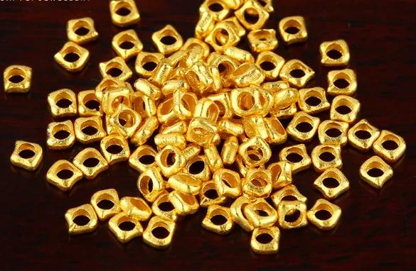 18k real gold spacers for diy bracelet gold stoppers au750 jewelry compoments  2.8x3mm