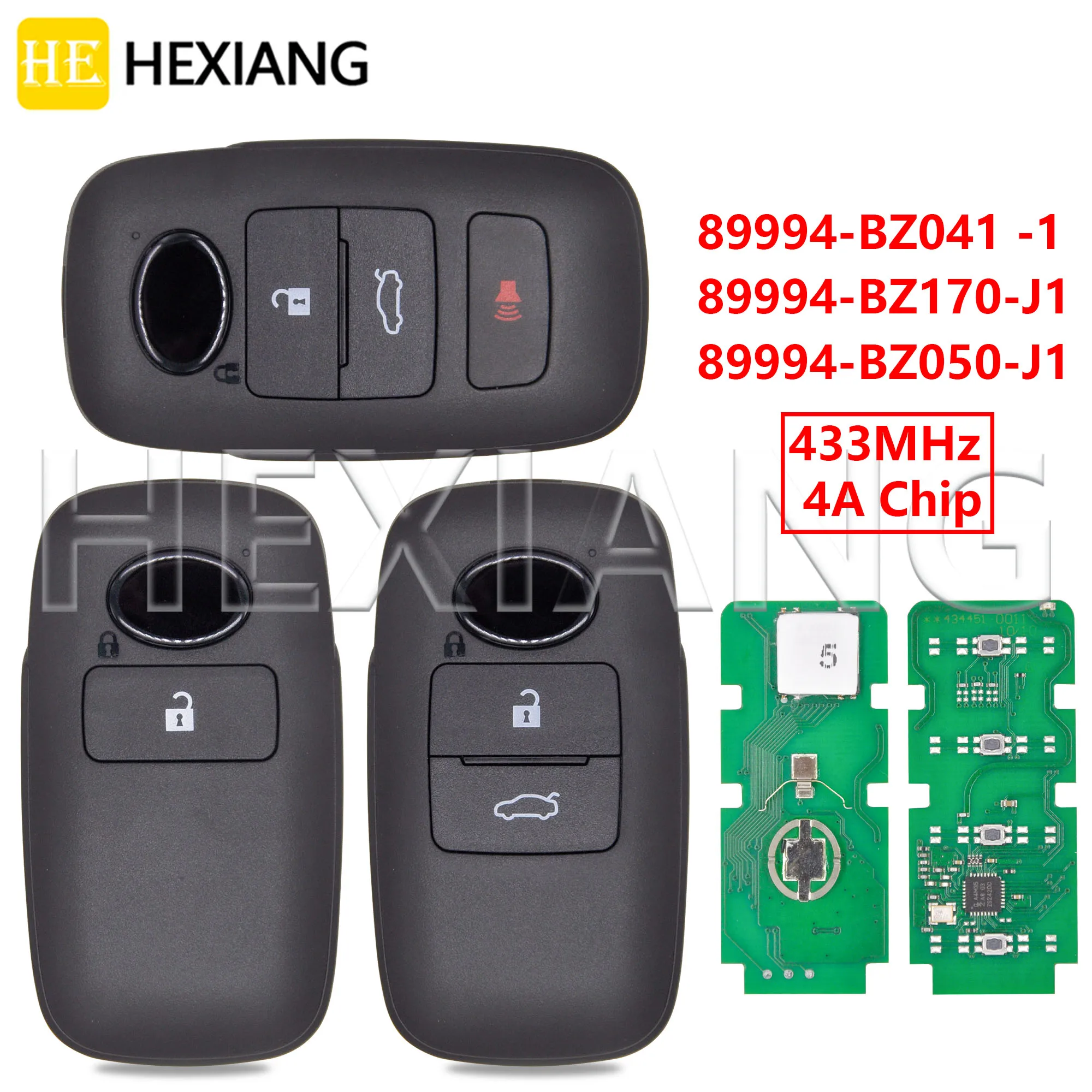 HE 2/3/4 Button 4A 433MHz Car Remote Control Key 89994-BZ041 -1 89994-BZ170-J1 89994-BZ050-J1For Toyota Yaris Cross Rocky Raize