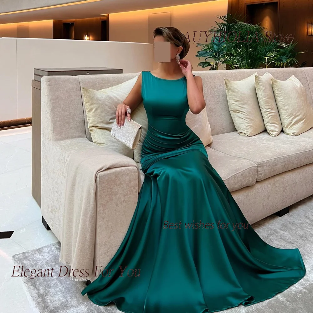 Fashion Satin Evening Dress For Sexy Women 정장원피스 Vestidos de festa Custom Made A-Line Floor-Length Cocktail Party Prom Gown