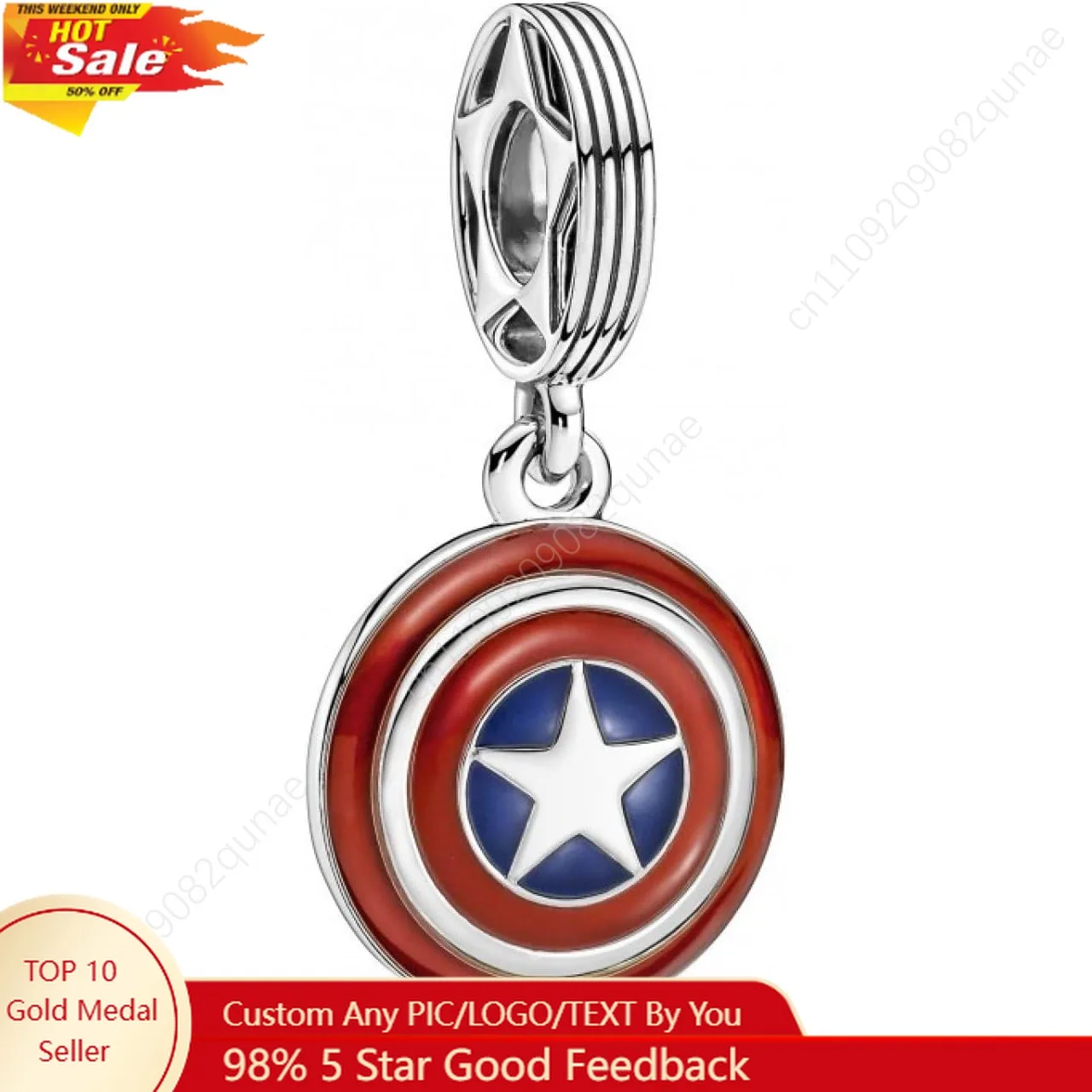 

Marvel Captain America Shield Dangle Man Woman Intricate Design Dangles for Bracelet Keychain Backpack