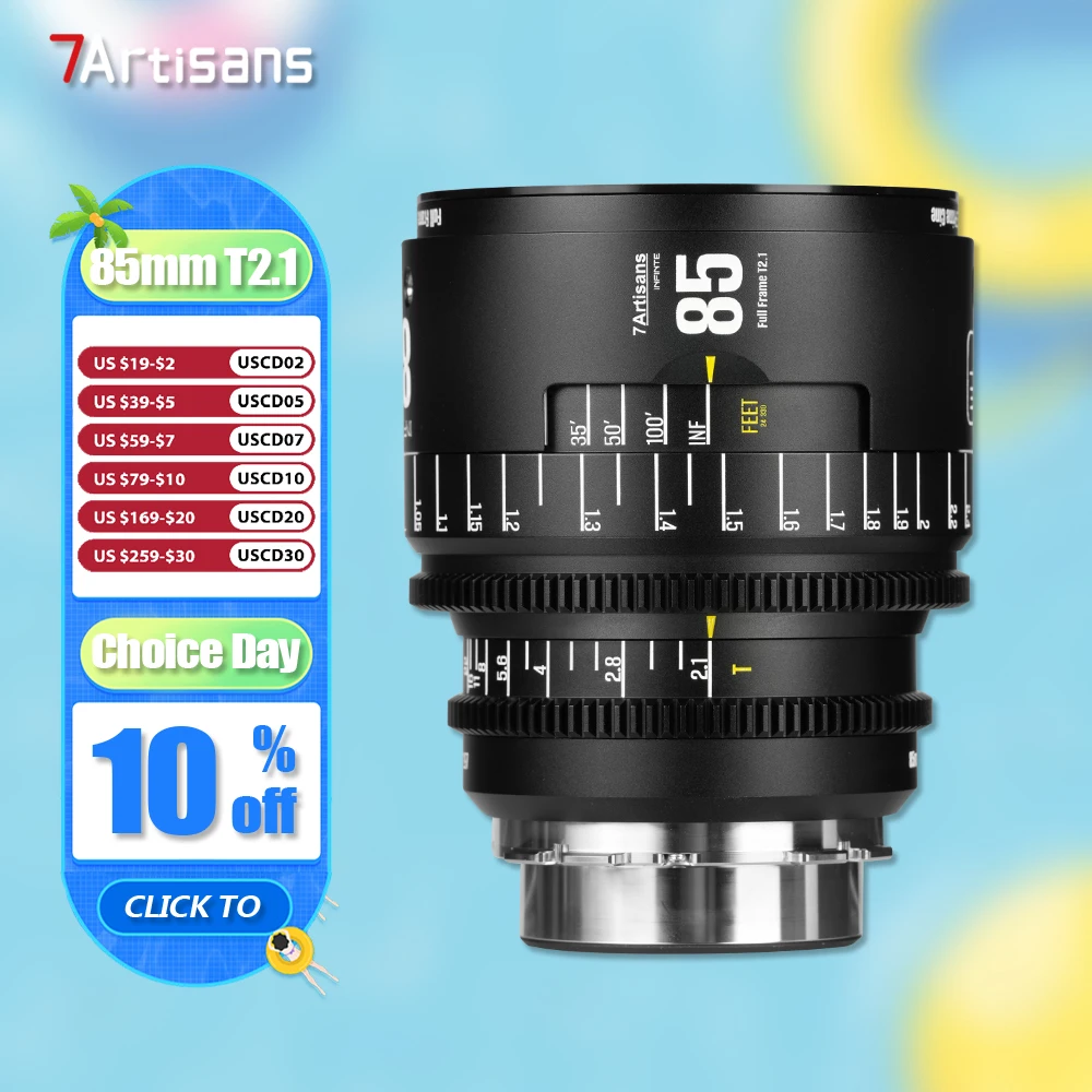 

7artisans INFINTE 85mm T2.1 Full Frame Camera Manual Focus Cine Lens for Portrait Photography with Canon EF PL Mount