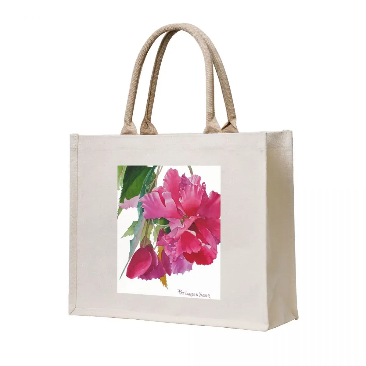 

Ruffled Begonia Watercolor Tote Bag shoping bag Canvas shoulder bag eco folding Women's bags