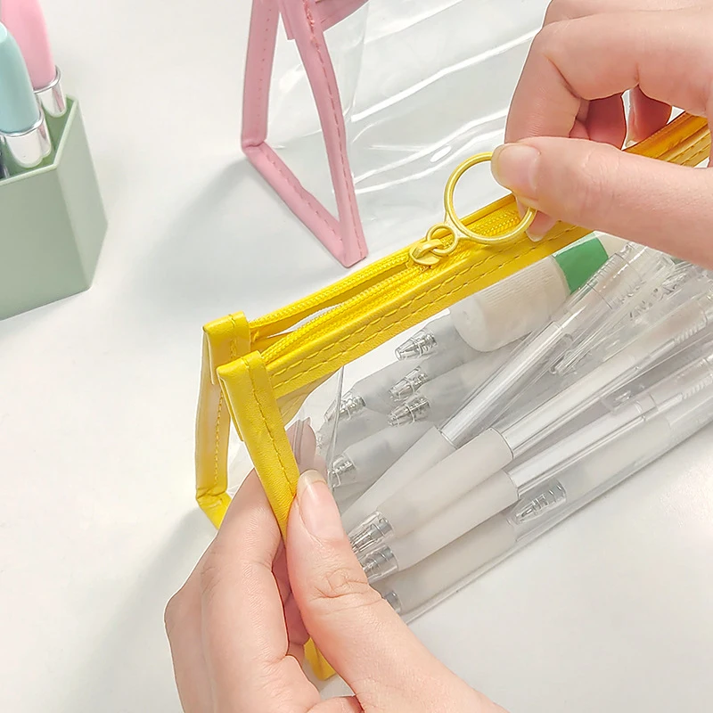 Student Transparent Pencil Box Colorful Transparent Storage Bag Children Girl Gift Office School Supplies Cute Pencil Box