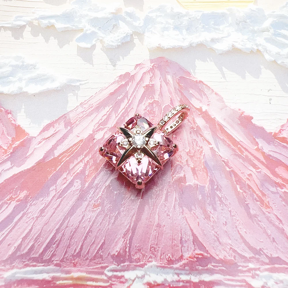 Rosévergoldeter Stern mit Steinanhänger, brandneuer Modeschmuck, romantisches Geschenk für Frauen – Detail 4