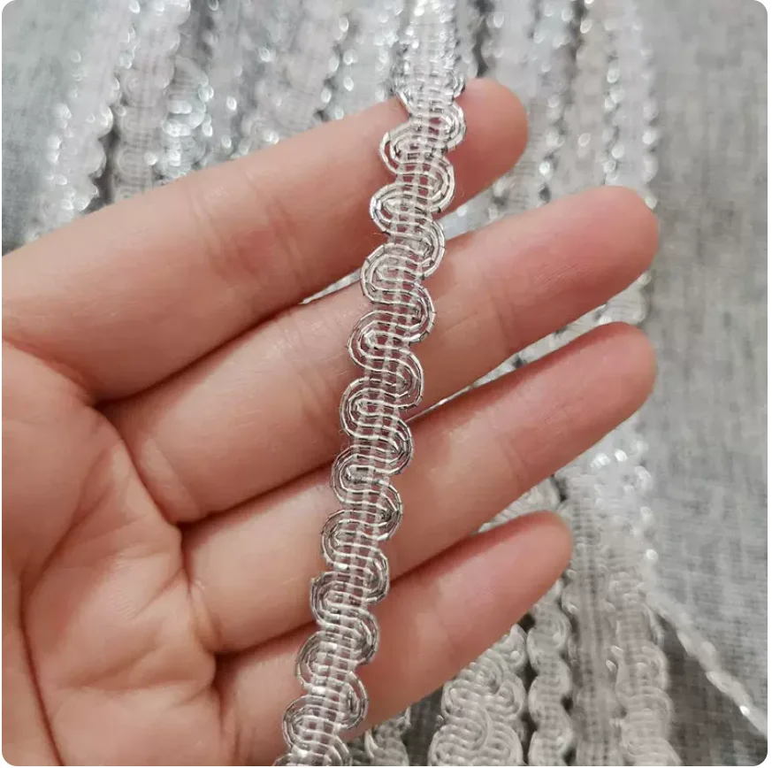 69 Meters 8mm Width Gold And Silver Double-Sided Wavy S-Ribbon DIY Craft Accessories For Stage Performance Costumes Curved Line