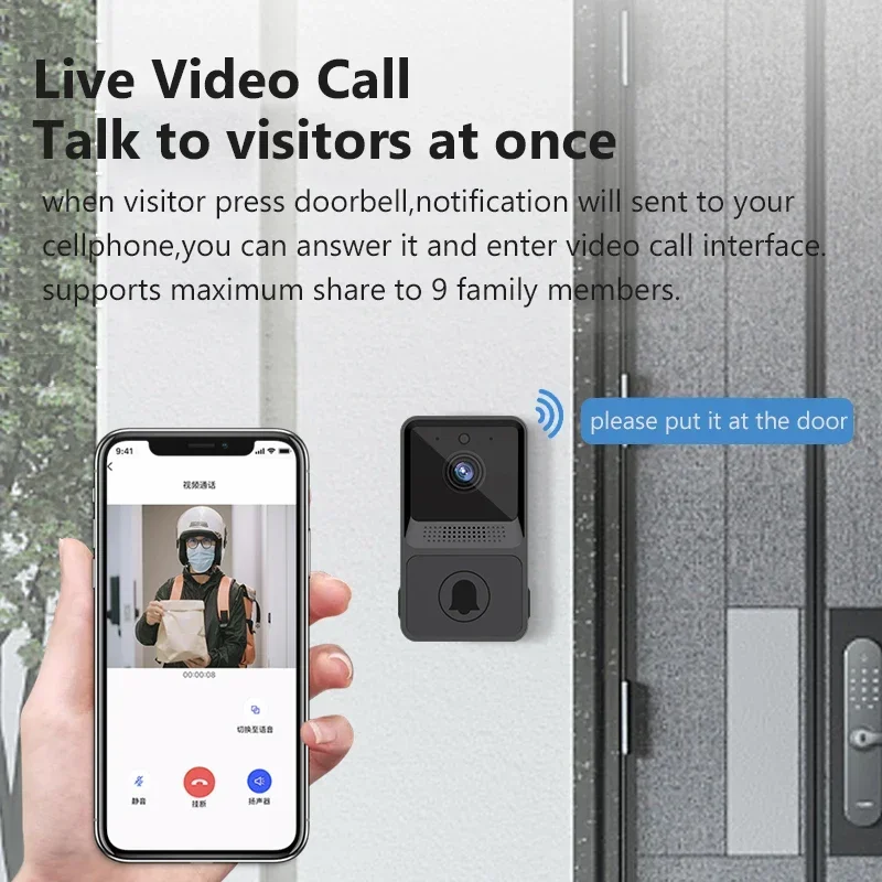 WIFI Doorbell Smart Home Wireless Phone Door Bell Camera Security Protection Video Intercom 720P IR Night Vision For Apartments