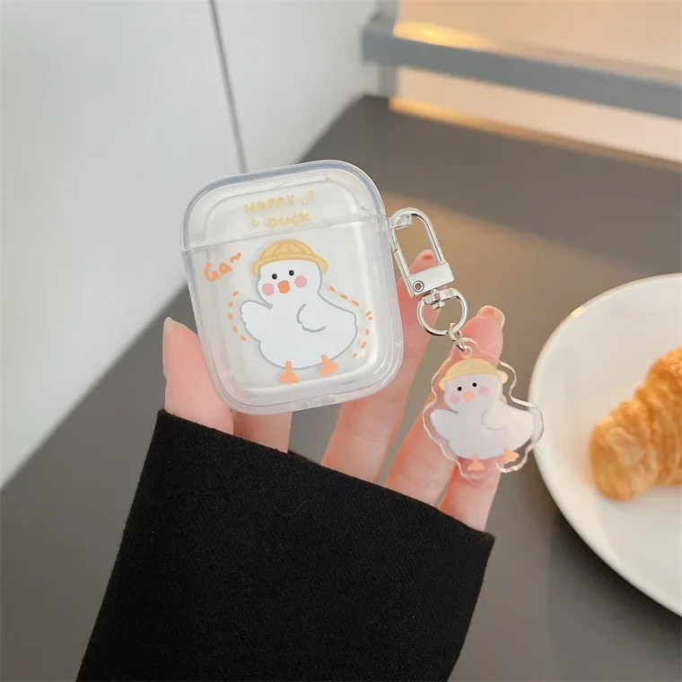 Ins Cartoon Duck Case for Airpods 4 4th 2 1 3 Cartoon Earphone Soft TPU Funda Cover For Apple Airpods Pro 2nd Earpods Case