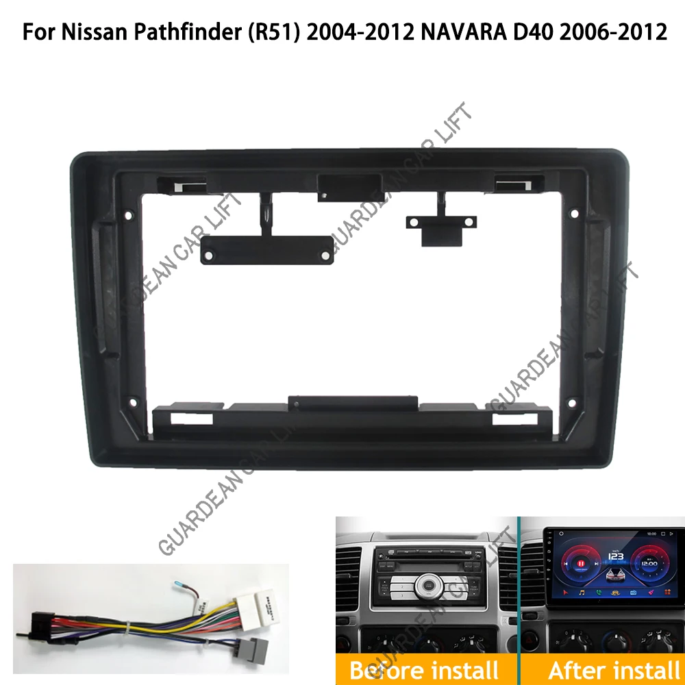 Quadro do rádio do carro para Nissan Pathfinder, Kit traço, instalar o console, adaptador de moldura, R51, 2004-2012, Navara D40, 2006-2012, 9\